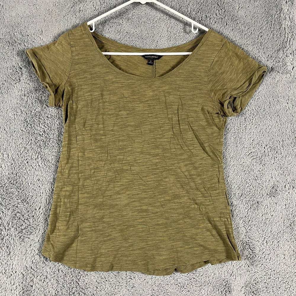 Banana Republic Slub T-Shirt Womens S Green Short Sleeve Scoop Neck Lightweight